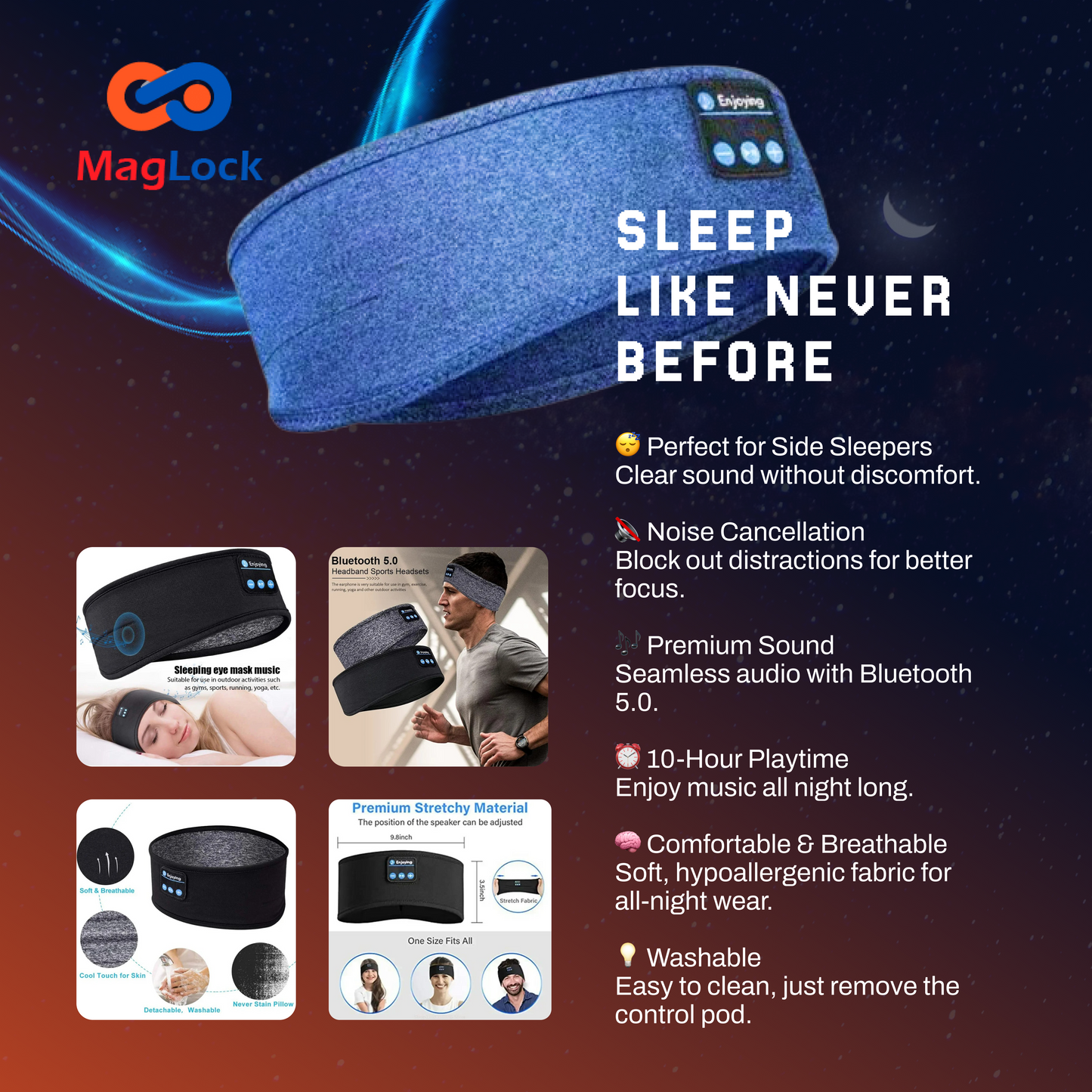 MagLock - Bluetooth Sleeping Headphones