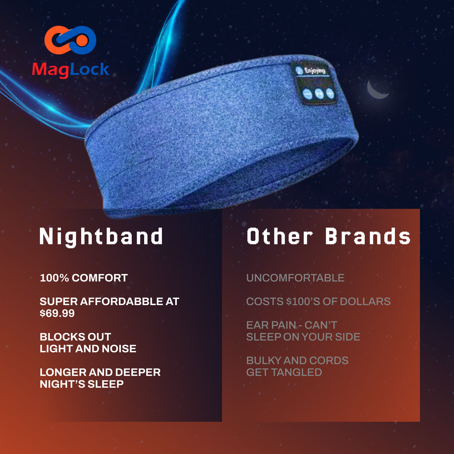 MagLock - Bluetooth Sleeping Headphones