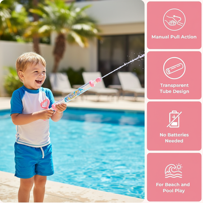 Summer Fireworks Water Gun Toy, Pull-Action Pump Water Blaster, Transparent Tube Shooter for Outdoor Beach Pool Water Games