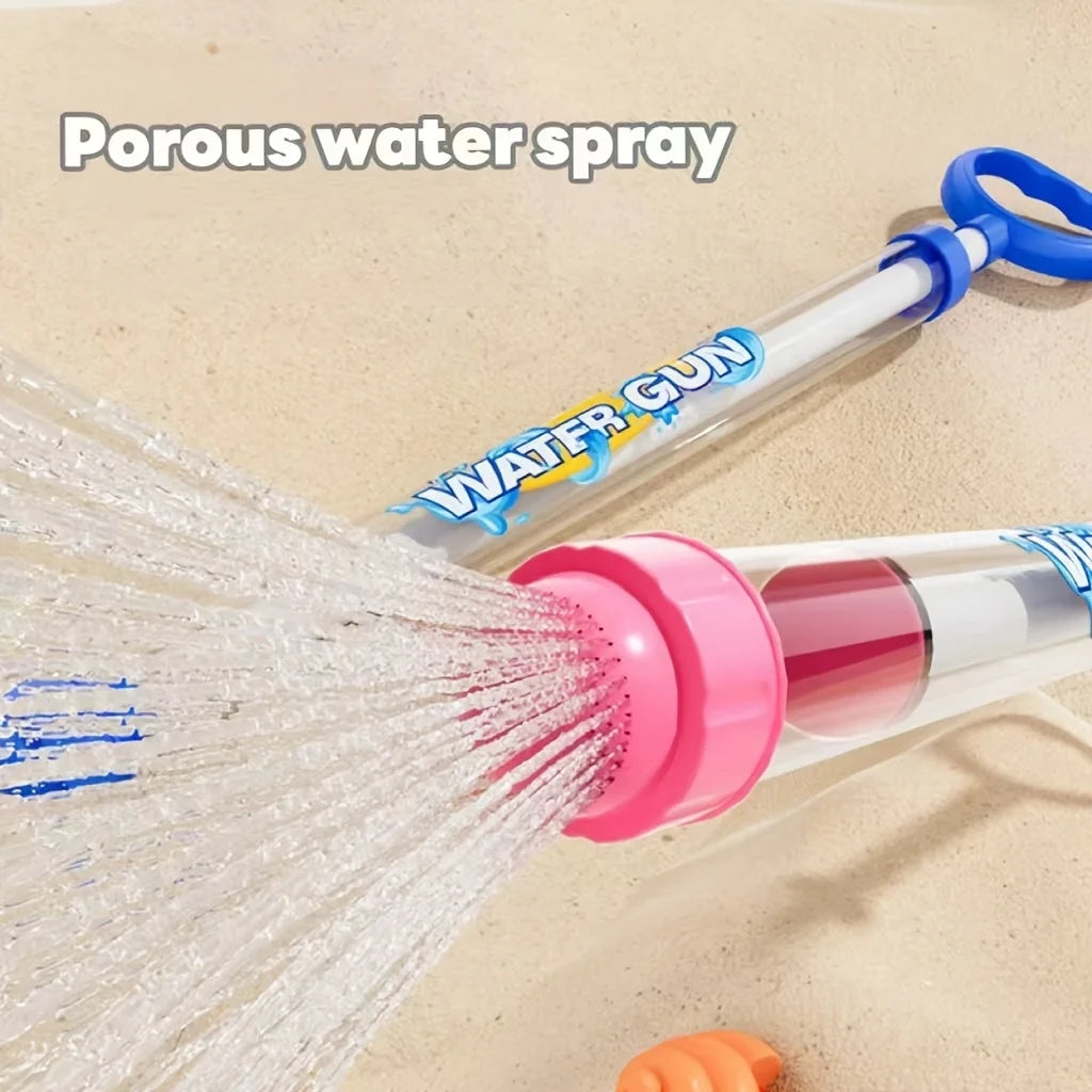 Summer Fireworks Water Gun Toy, Pull-Action Pump Water Blaster, Transparent Tube Shooter for Outdoor Beach Pool Water Games
