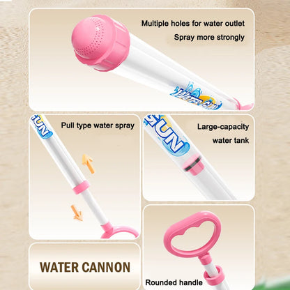 Summer Fireworks Water Gun Toy, Pull-Action Pump Water Blaster, Transparent Tube Shooter for Outdoor Beach Pool Water Games