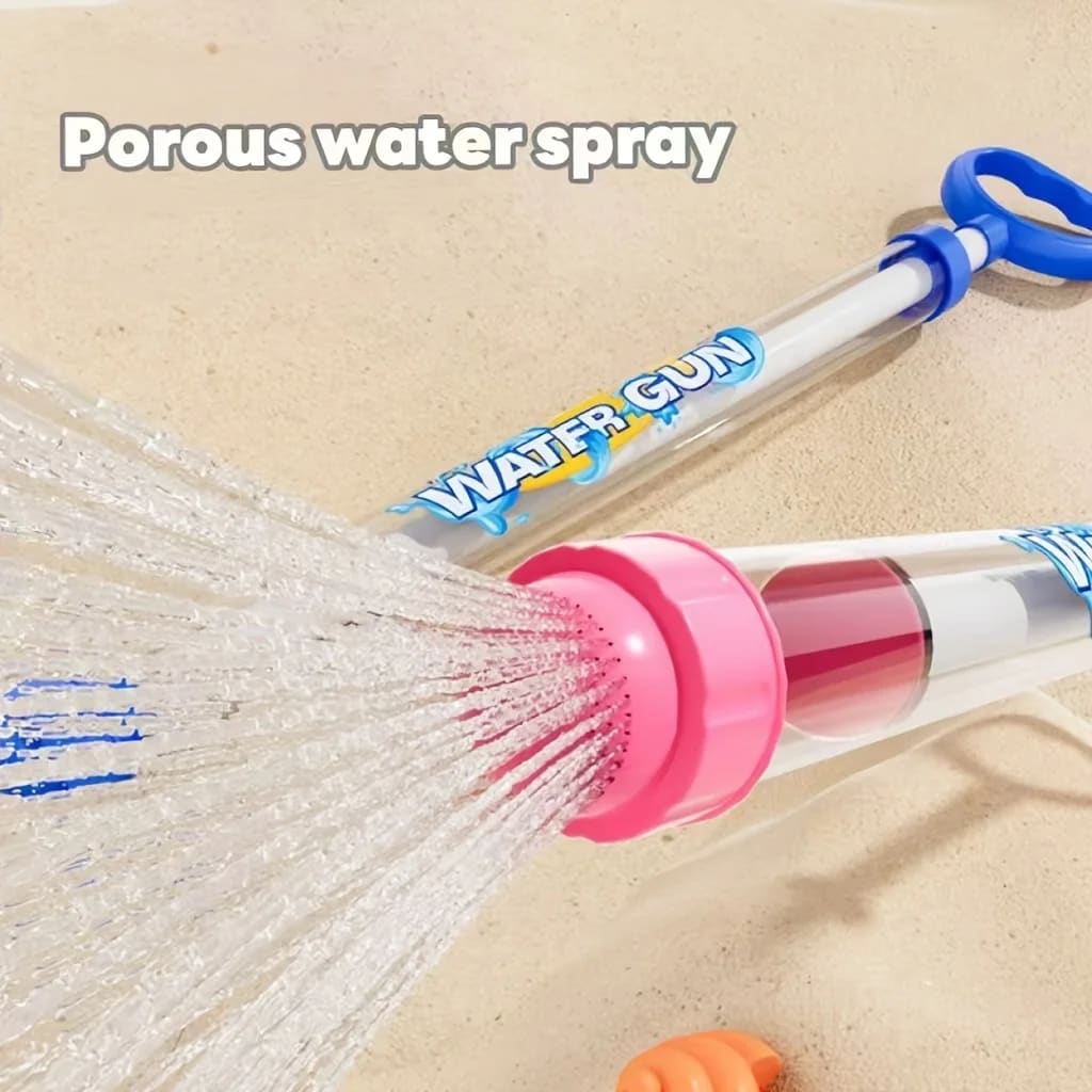 Summer Fireworks Water Gun Toy, Pull-Action Pump Water Blaster, Transparent Tube Shooter for Outdoor Beach Pool Water Games