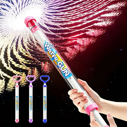 Summer Fireworks Water Gun Toy, Pull-Action Pump Water Blaster, Transparent Tube Shooter for Outdoor Beach Pool Water Games