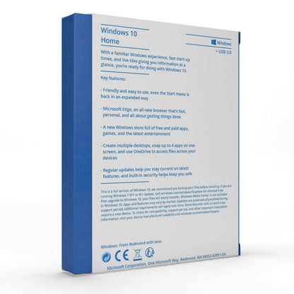 Microsoft Windows 10 Home Retail FPP 32-Bit/64-Bit English USB Flash Drive P2 | License Activation Key for 1 PC | Full Version | HAJ-00055 | Australian Stock - INFINITE-ITECH